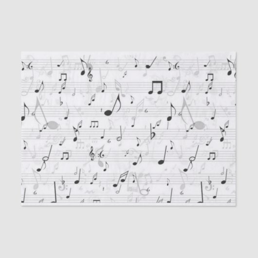 Zwart-witte muzieknoot Patroonmuzikant Tissuepapier (Voorkant)