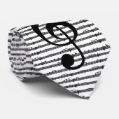 Zwart witte muzieknoot verdriebare knuppel stropdas (Opgerold)