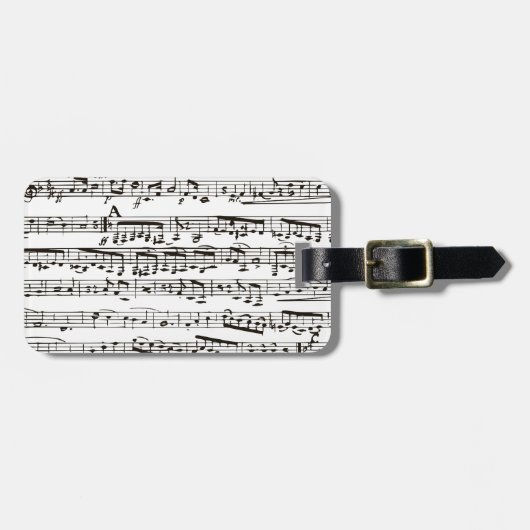 Zwart-witte muzieknoten bagagelabel (Voorkant horizontaal)