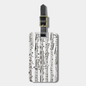 Zwart-witte muzieknoten bagagelabel (Voorkant verticaal)