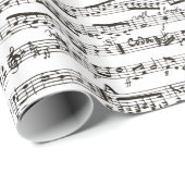 Zwart-witte muzieknoten cadeaupapier (Rol Hoek)