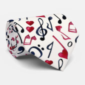 Zwart-witte Muzieknoten en symbolen Stropdas (Opgerold)