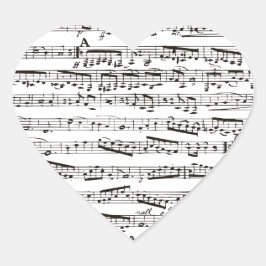 Zwart-witte muzieknoten hart sticker