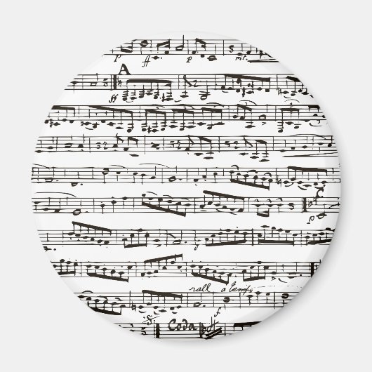 Zwart-witte muzieknoten magneet (Voorkant)