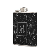 Zwart-witte Muzieknoten, monogrammen Heupfles (Links)