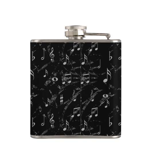 Zwart-witte Muzieknoten, monogrammen Heupfles (Achterkant)