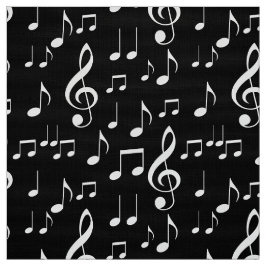Zwart witte muzieknoten patroonstof stof