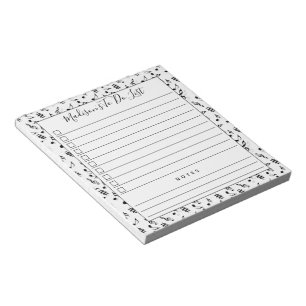 Zwart-witte Muzieknoten, speciaal aangepast om lij Notitieblok