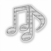 Zwart-witte muzieknoten sticker (Voorkant)