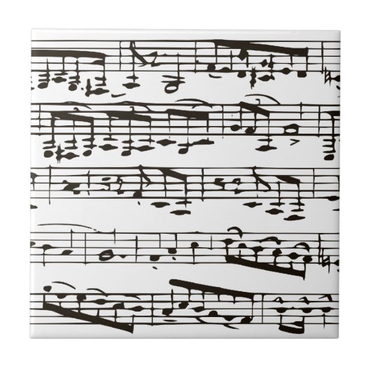 Zwart-witte muzieknoten tegeltje (Voorkant)