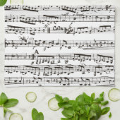 Zwart-witte muzieknoten theedoek (Gevouwen)