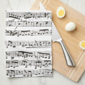Zwart-witte muzieknoten theedoek (Quarter Fold)