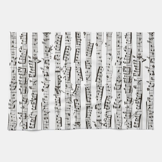 Zwart-witte muzieknoten theedoek (Horizontaal)