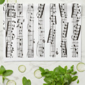 Zwart-witte muzieknoten theedoek (Gevouwen)