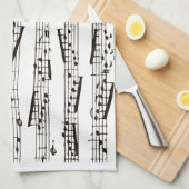 Zwart-witte muzieknoten theedoek (Quarter Fold)