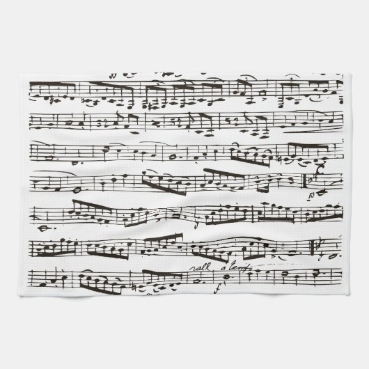 Zwart-witte muzieknoten theedoek (Horizontaal)