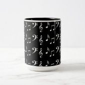 Zwart-witte muzieknoten tweekleurige koffiemok (Center)