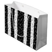 Zwart-witte muziekstrips met grote cadeautas (Achterkant Gekanteld)
