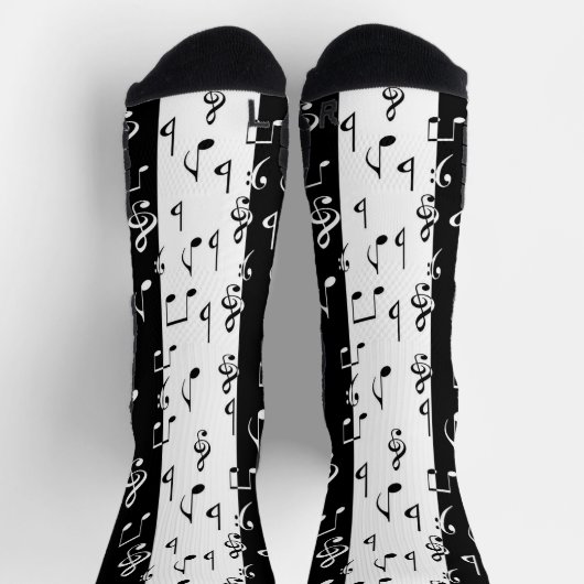 Zwart-witte muziekstrips sokken (Top)