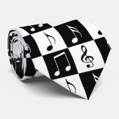 Zwart-witte muziekvinder stropdas (Opgerold)