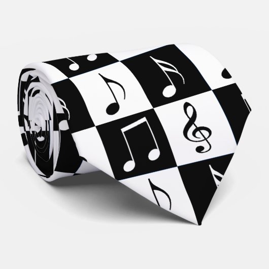 Zwart-witte muziekvinder stropdas (Opgerold)