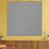 Zwart-witte naadloze Pop met kunstoptische illusie Canvas Afdruk (Insitu (Woonkamer))