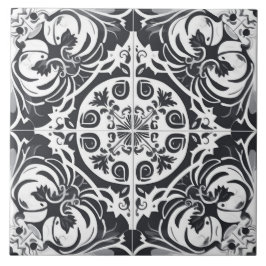 Zwart-witte, naadloze Portugese keramische Tegel Tegeltje