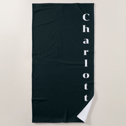 Zwart-witte naam strandlaken (Voorkant)