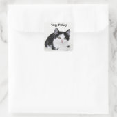 Zwart Witte Nadenkende Kitten Sticker (Tas)