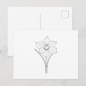 Zwart-witte Narcissus Line Art Briefkaart (Voorkant / Achterkant)