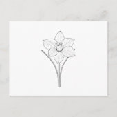 Zwart-witte Narcissus Line Art Briefkaart (Voorkant)