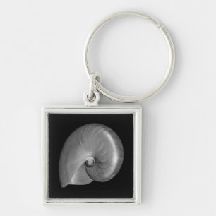 Zwart-witte Nautilus Schelp Sleutelhanger