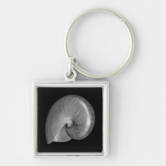 Zwart-witte Nautilus Schelp Sleutelhanger (Voorkant)