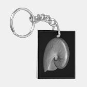Zwart-witte Nautilus Schelp Sleutelhanger (Voorkant Links)