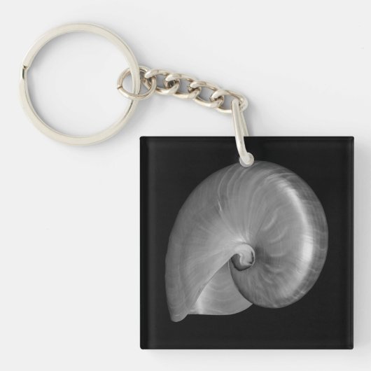 Zwart-witte Nautilus Schelp Sleutelhanger (Voorkant)