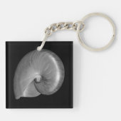Zwart-witte Nautilus Schelp Sleutelhanger (Achterkant)