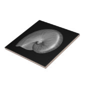 Zwart-witte Nautilus Schelp Tegeltje (Zijkant)