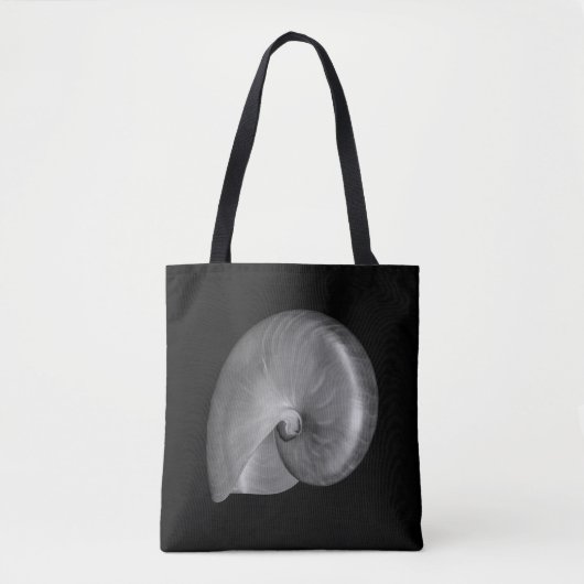 Zwart-witte Nautilus Schelp Tote Bag (Voorkant)