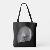 Zwart-witte Nautilus Schelp Tote Bag (Achterkant)