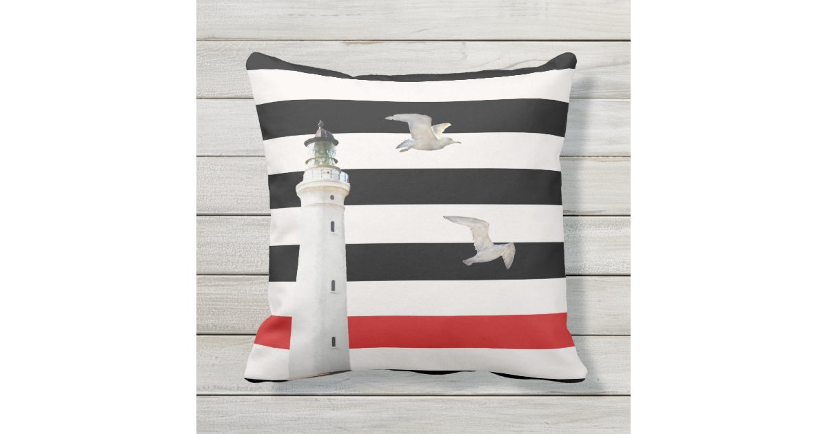 Wallpaper Zwart Witte Nautische Strepen En Vuurtoren Buitenkussen Zazzle Nl For Android Free