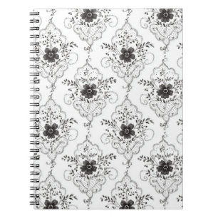 Zwart Witte Nep Kant Bloemen Notitieboek