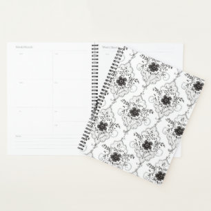 Zwart Witte Nep Kant Bloemen Planner