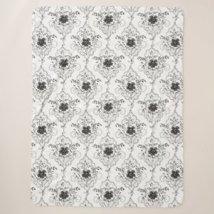 Zwart Witte Nep Kant Bloemen Sherpa Deken