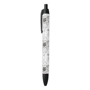 Zwart Witte Nep Kant Bloemen Zwarte Inkt Pen