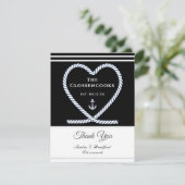 Zwart-witte neuskabel Heart Anchor Weddenschap Bedankkaart (Staand voorkant)
