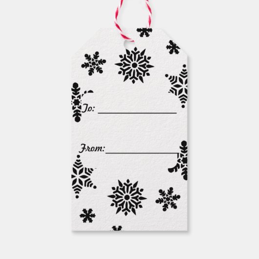 Zwart-witte neusvlokken Cadeaus of oormerk Cadeaulabel (Achterkant)