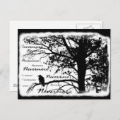 Zwart-witte nevermore Raven Silhouette Tree Briefkaart (Voorkant / Achterkant)
