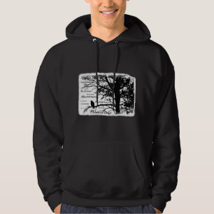 Zwart-witte nevermore Raven Silhouette Tree Hoodie