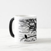 Zwart-witte nevermore Raven Silhouette Tree Magische Mok (Voorkant links)