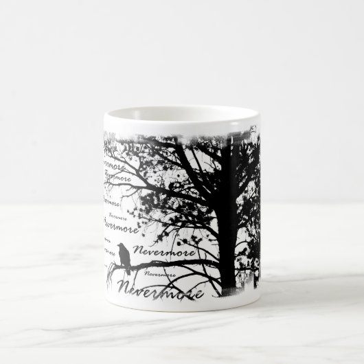Zwart-witte nevermore Raven Silhouette Tree Magische Mok (Center)